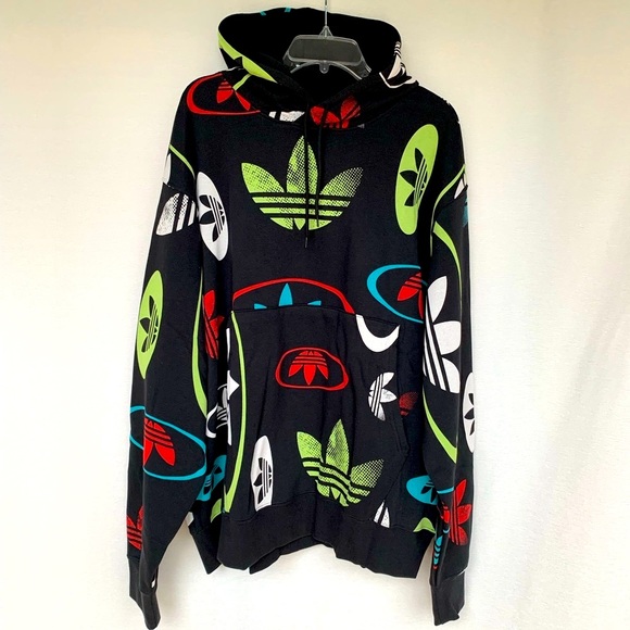 Rare Adidas Hoody Sweatshirt with Logos all over - brand new - Picture 2 of 11
